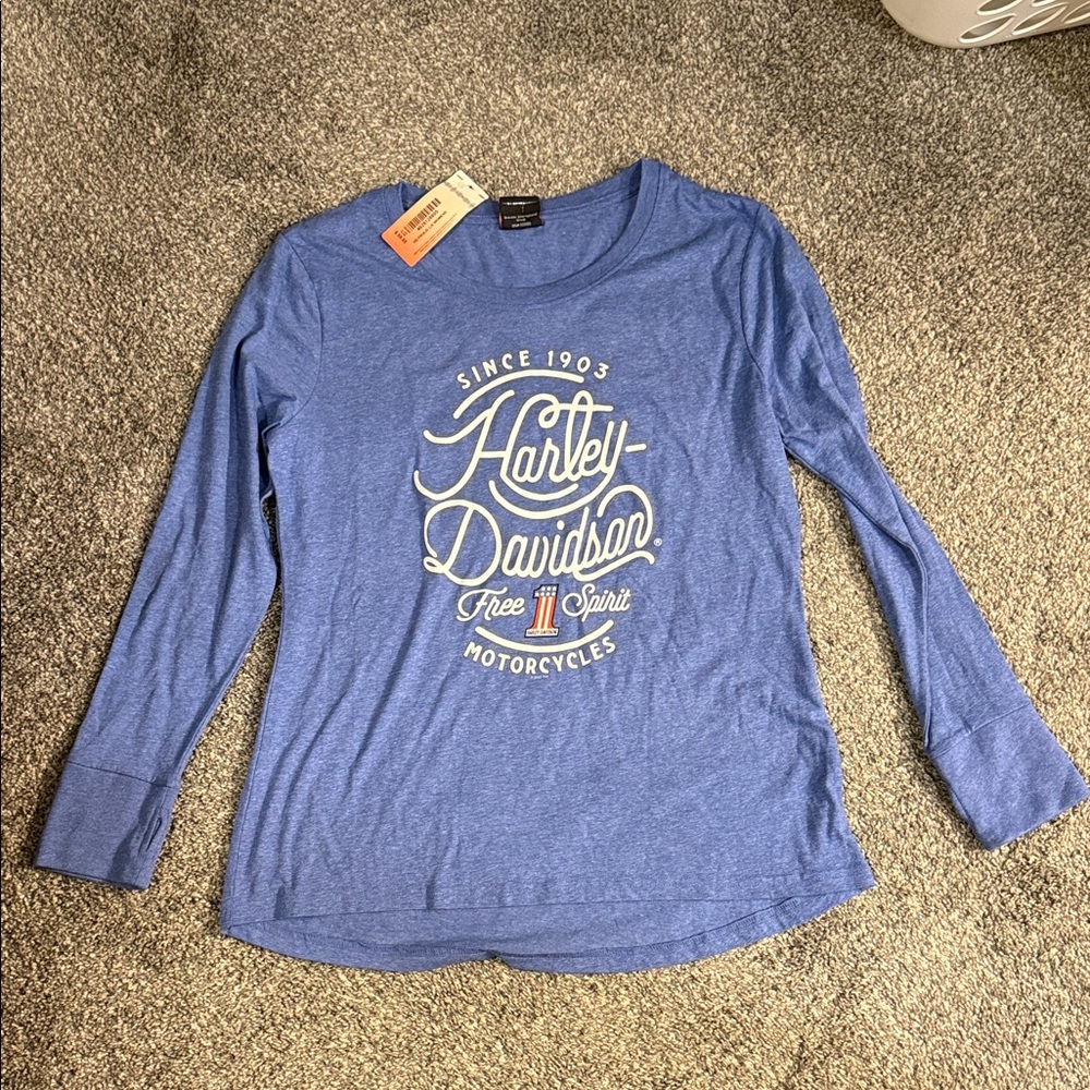 Harley-Davidson Women's Blue Long-Sleeve Logo Tee